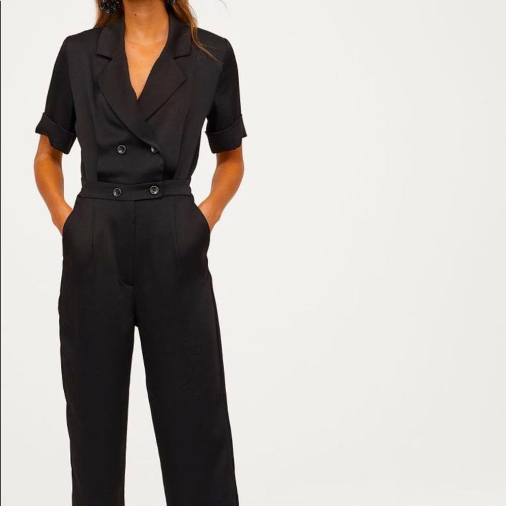 NWT H&M Black Tuxedo Style Button Jumpsuit